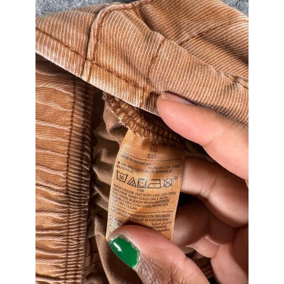 Old Navy‎ Pants Women XL Coco Brown Cargo Barrel Leg Denim Pull On Utility - Picture 7 of 9